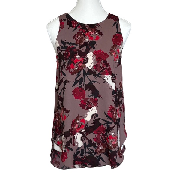 Wilfred Tops - Wilfred Floral Tank Top - Burgundy and Black